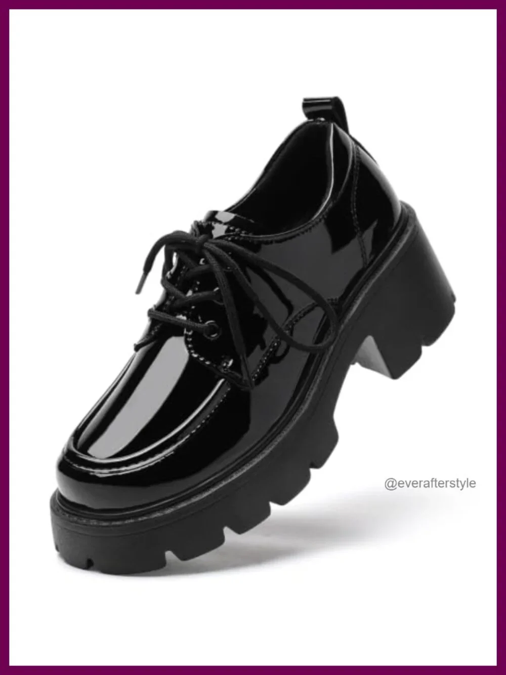 Women's Chunky Platform Oxfords Lace Up Round Toe Memory Foam Leather Shoes